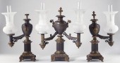 French Argand Lamp Garniture S