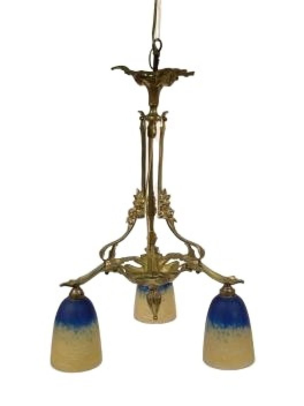 FRENCH ART DECO BRASS CHANDELIER