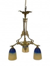 FRENCH ART DECO BRASS CHANDELI