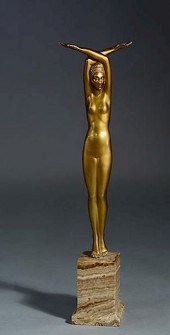 FRENCH ART DECO BRONZE NUDE FE