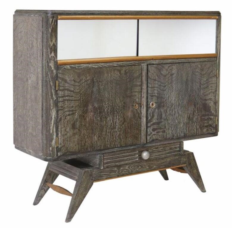 FRENCH ART DECO CERUSED OAK BAR