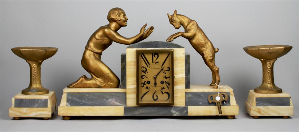 FRENCH ART DECO CLOCK AND ONYX