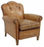 FRENCH ART DECO LEATHER UPHOLS