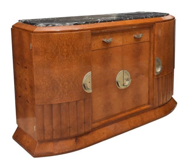 FRENCH ART DECO MARBLE-TOP BURLWOOD