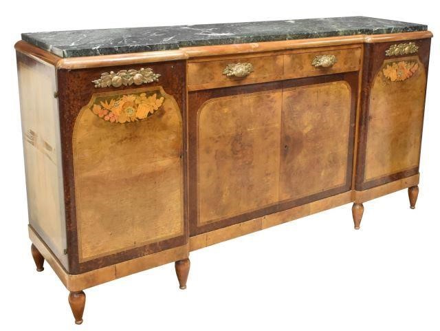 FRENCH ART DECO MARBLE-TOP BURLWOOD