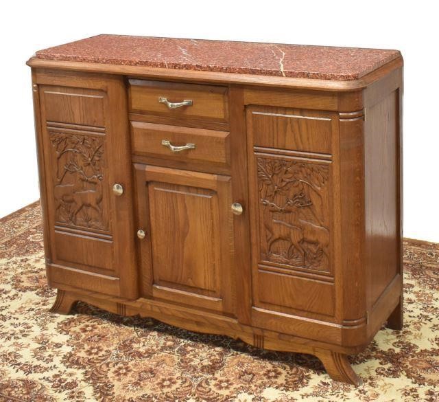FRENCH ART DECO MARBLE-TOP CARVED