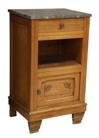 FRENCH ART DECO MARBLE-TOP OAK