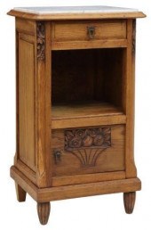 FRENCH ART DECO MARBLE-TOP OAK