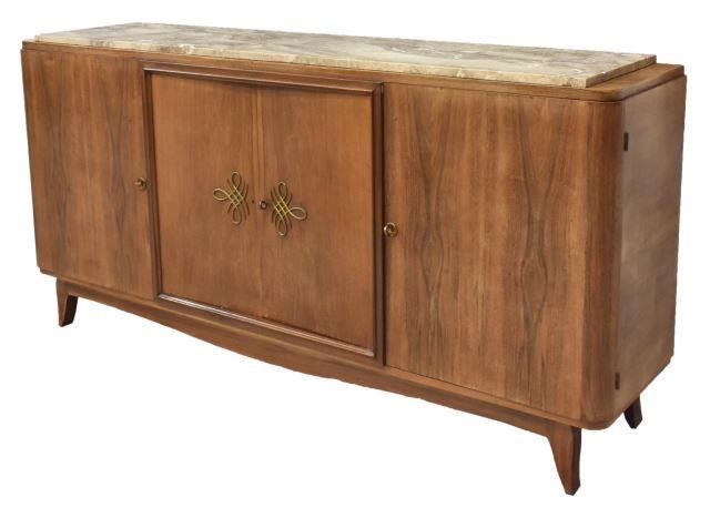 FRENCH ART DECO MARBLE-TOP WALNUT