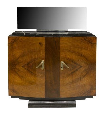 FRENCH ART DECO MIRRORED MARBLE-TOP