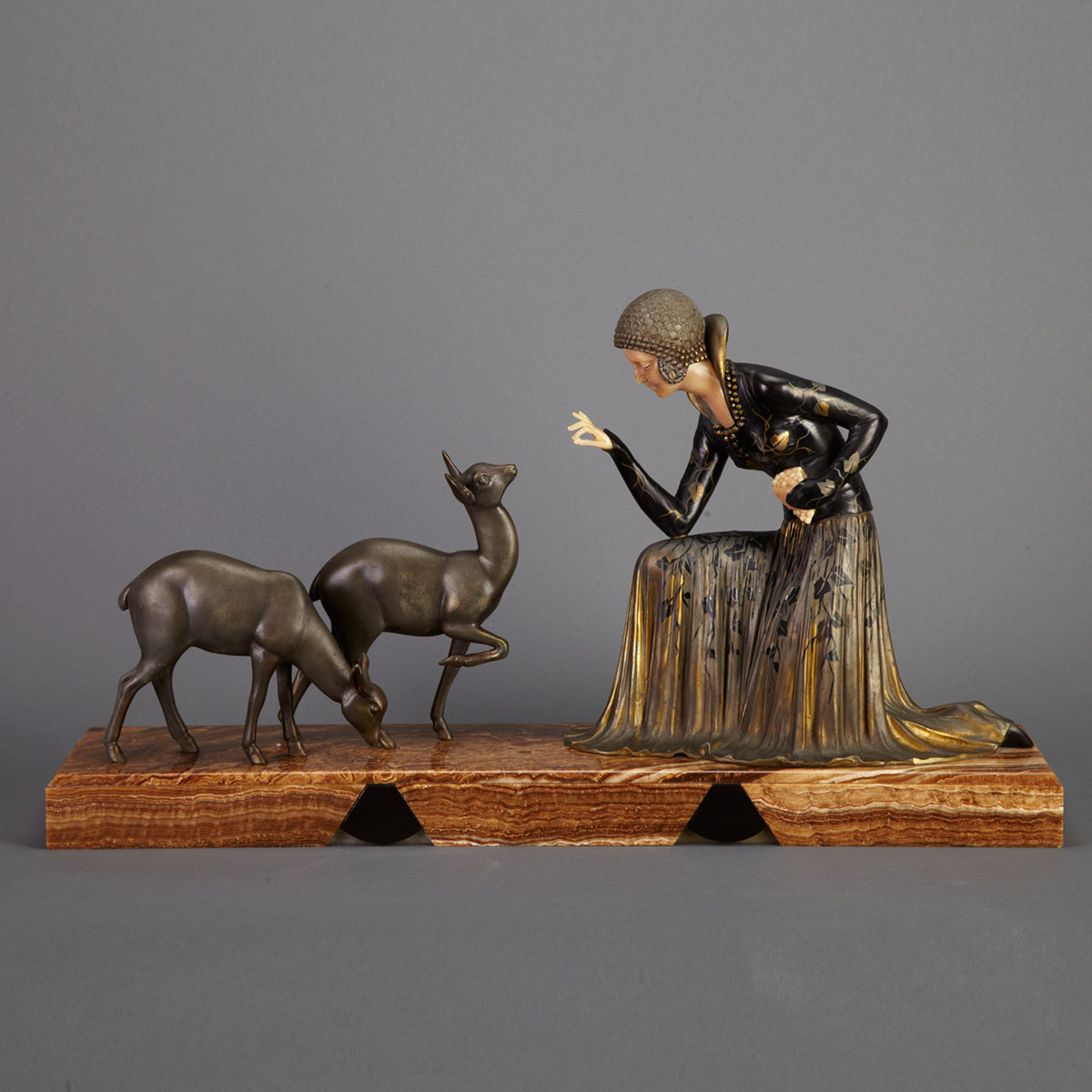 French Art Deco Patinated Metal and
