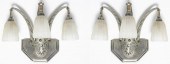 FRENCH ART DECO TRIPLE LIGHT S
