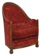 FRENCH ART DECO UPHOLSTERED TU