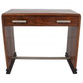 FRENCH ART DECO WALNUT & STEEL