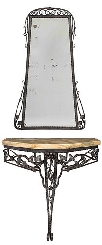 FRENCH ART DECO WROUGHT IRON MIRROR