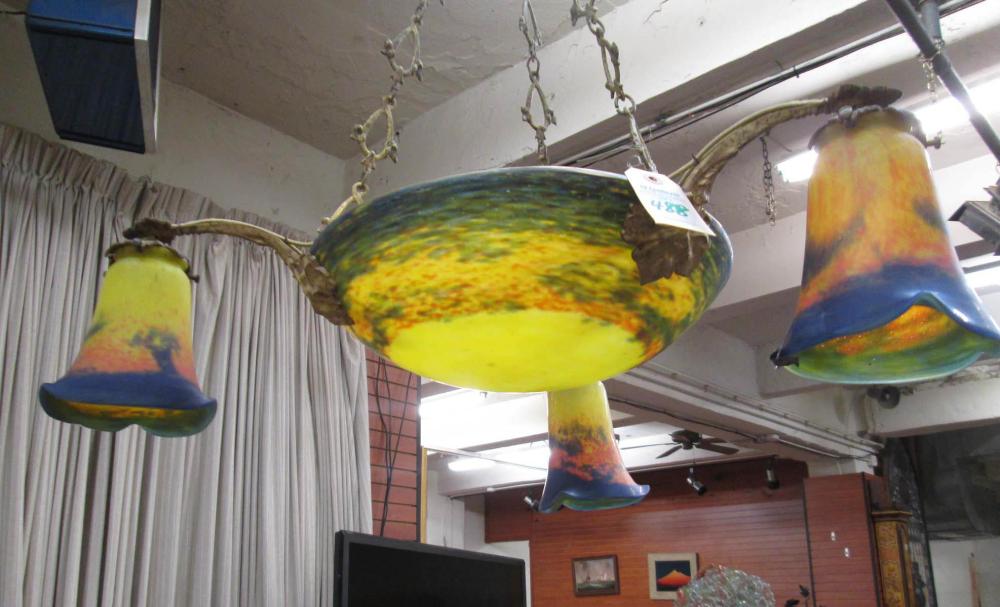 FRENCH ART GLASS AND GILDED METAL