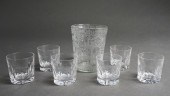 FRENCH ART GLASS VASE AND SET