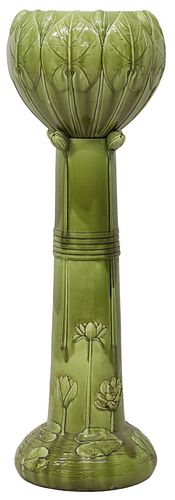 FRENCH ART NOUVEAU MAJOLICA LOTUS