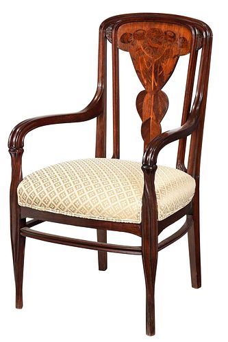 FRENCH ART NOUVEAU MARQUETRY INLAID