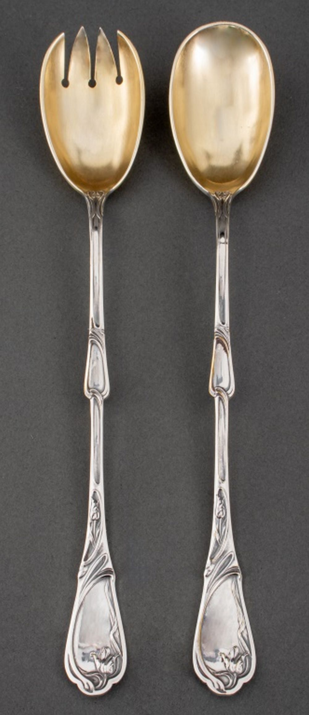 FRENCH ART NOUVEAU SALAD SET, CA.