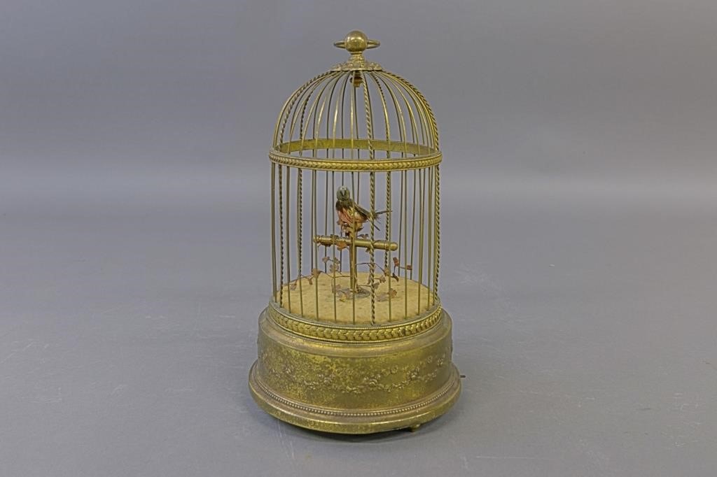 French automaton of singing bird in