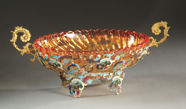 FRENCH BACCARAT BOWL IN ENAMELED
