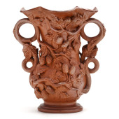 FRENCH BARBOTINE POTTERY VASE<