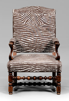 French Baroque walnut open-arm