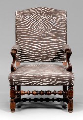 French Baroque walnut open-arm