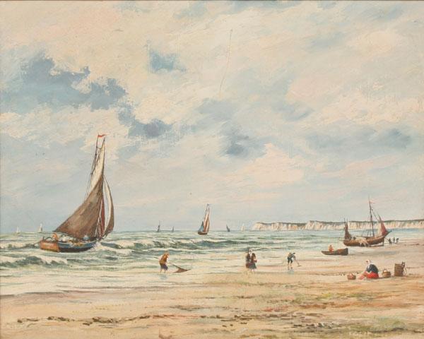 French beach scene, possibly