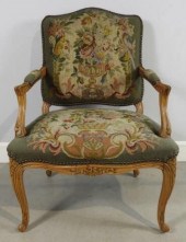FRENCH BEECH FRAMED FAUTEUIL,