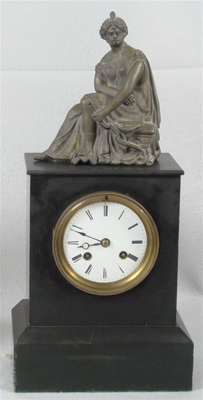 French black onyx mantle clock,