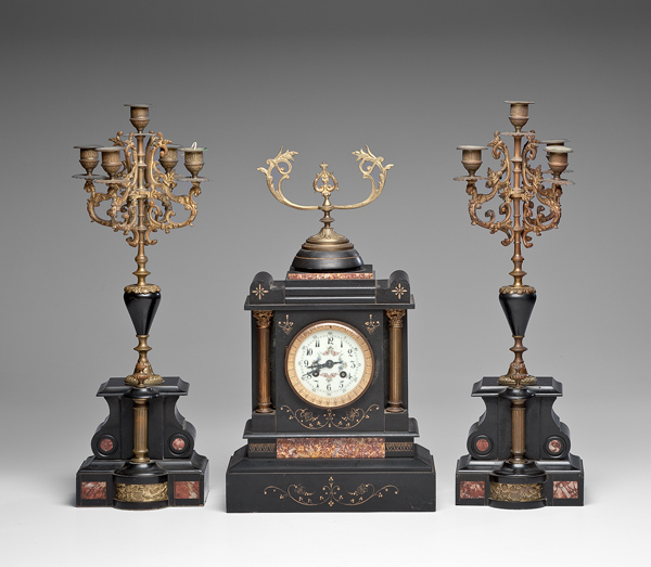 French Black Slate Garniture Set