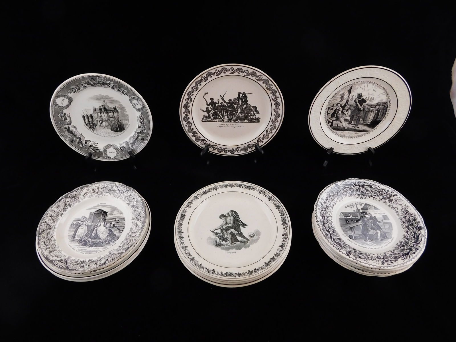 FRENCH BLACK TRANSFERWARE PORCELAIN