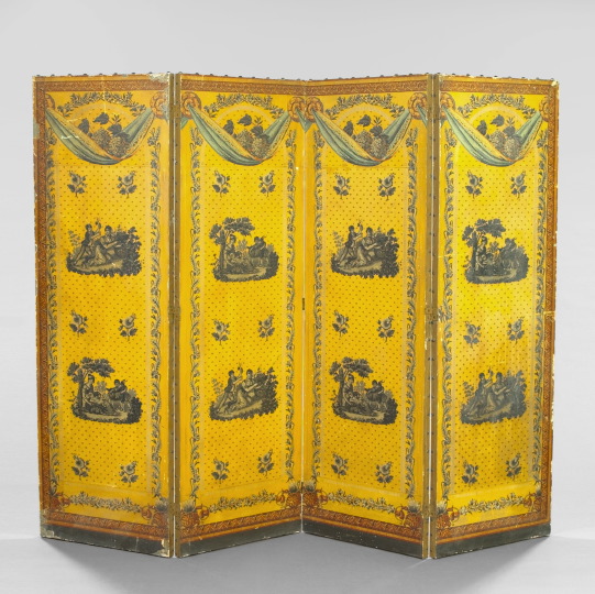 French Blocked Wallpaper Four-Panel