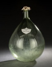 French Blown Green Glass Wine