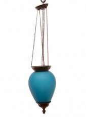 FRENCH BLUE OPALINE GLASS HALL