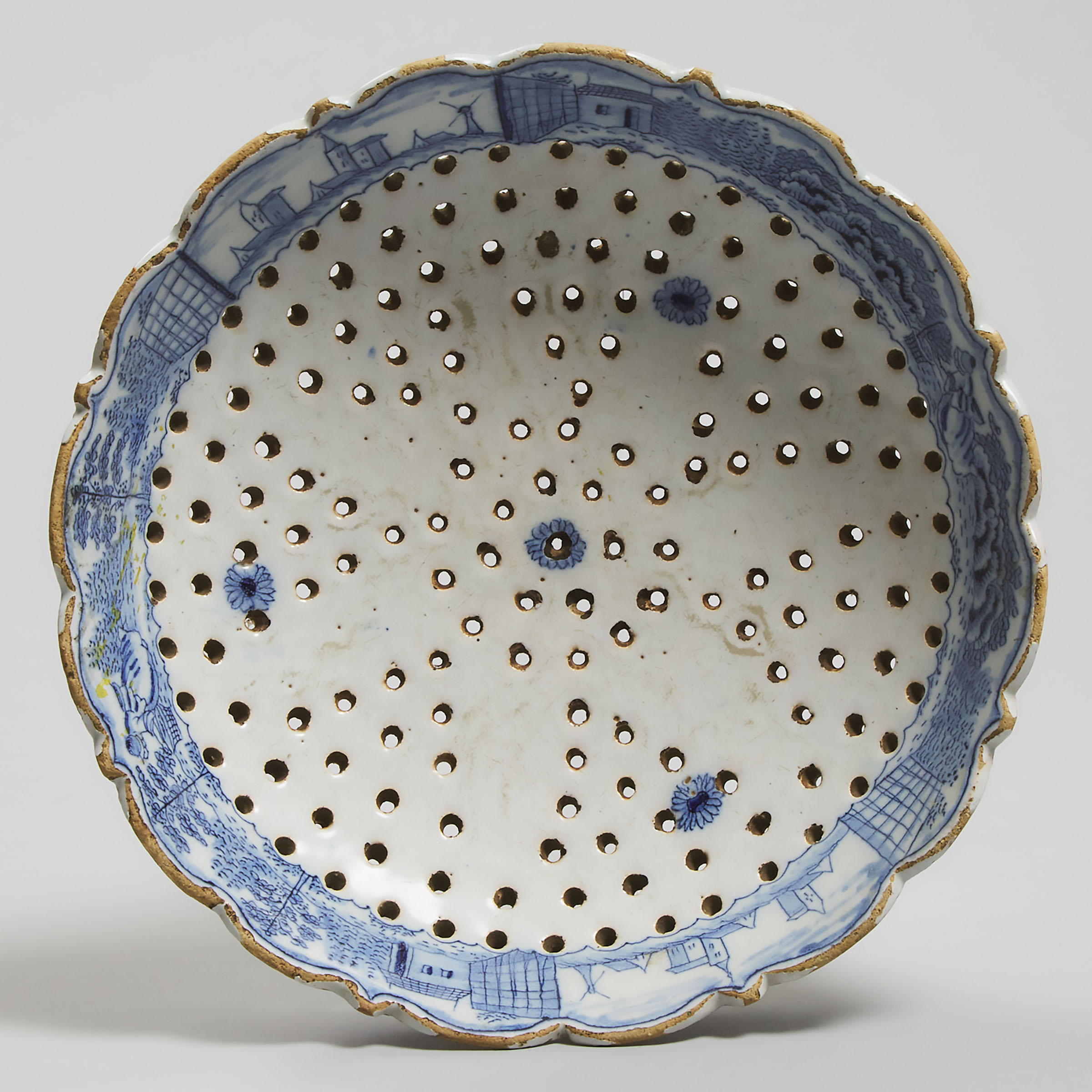 French Blue Painted Faience