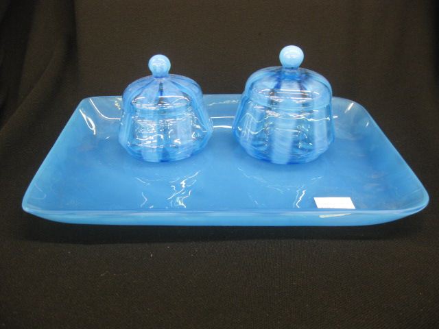 French Blue Pastel Art Glass