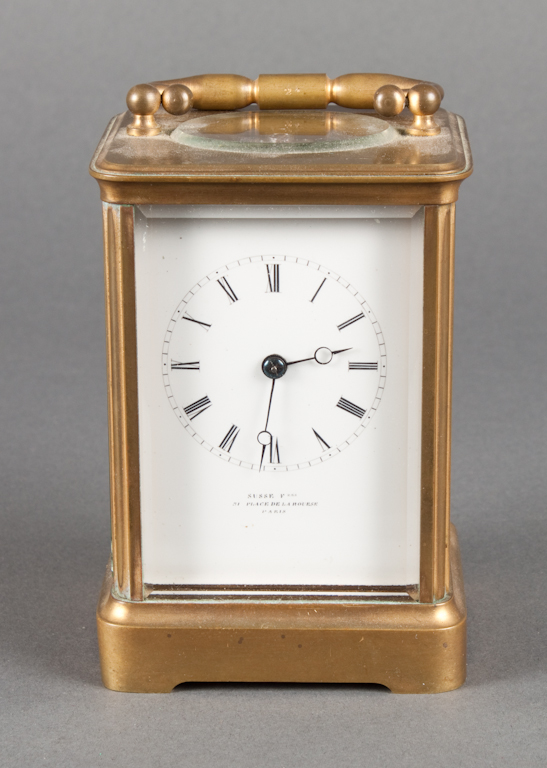 French brass and beveled glass