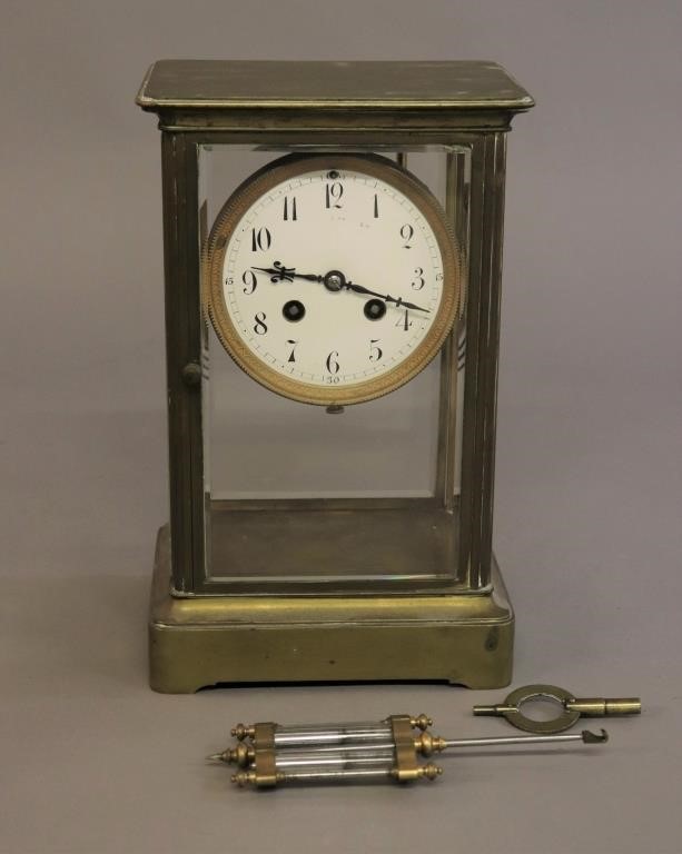 French brass and beveled glass