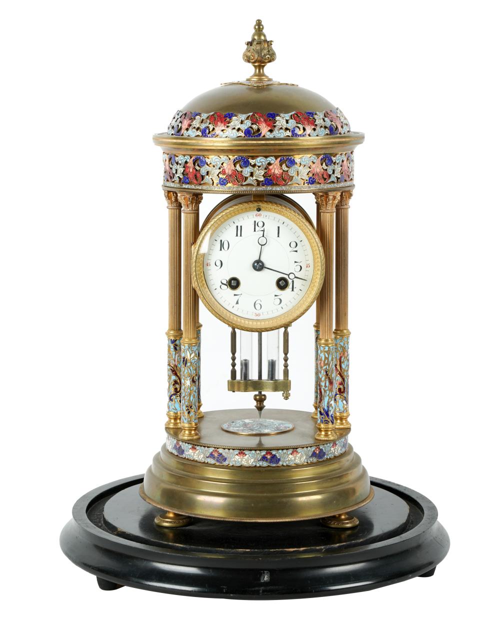FRENCH BRASS AND CHAMPLEVE ENAMEL
