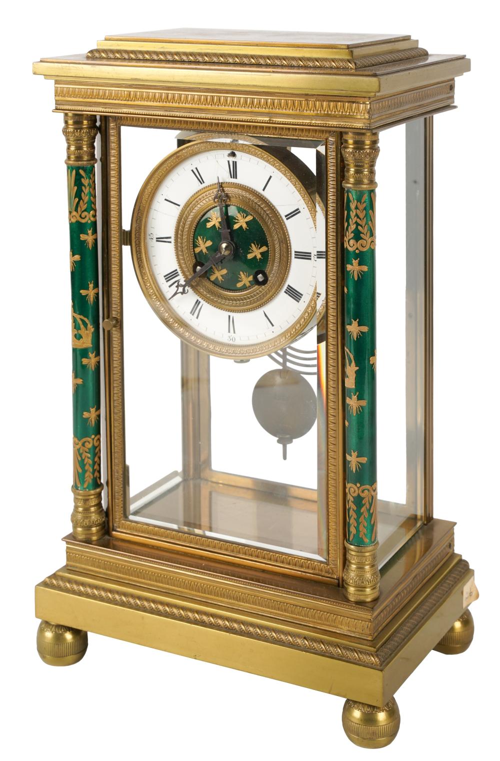 FRENCH BRASS AND ENAMEL MANTEL