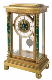 FRENCH BRASS AND ENAMEL MANTEL