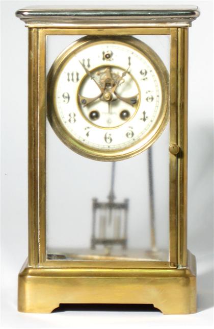 French brass and glass mantle clock