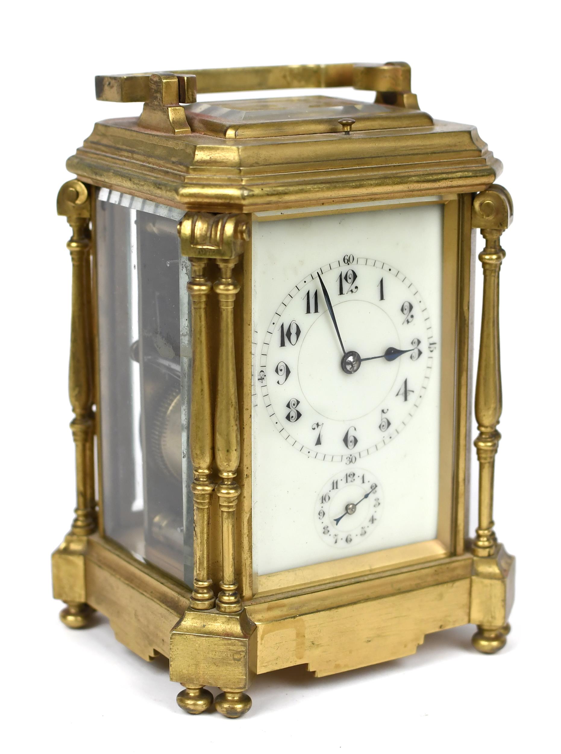 FRENCH BRASS AND GLASS REPEATER
