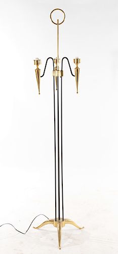 FRENCH BRASS AND IRON 3 ARM FLOOR