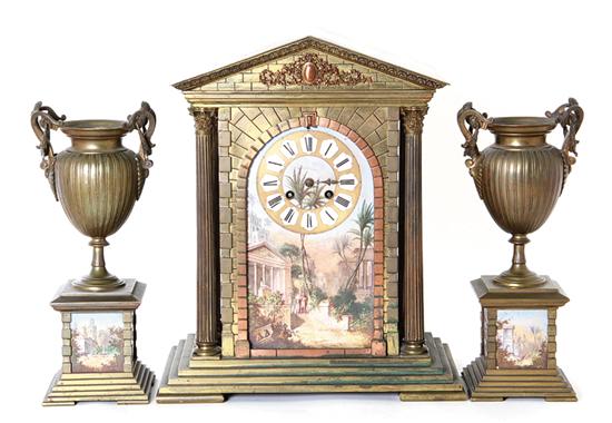 French brass and porcelain clock