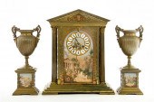 French brass and porcelain clo