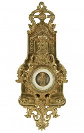 FRENCH BRASS ANEROID WALL BARO